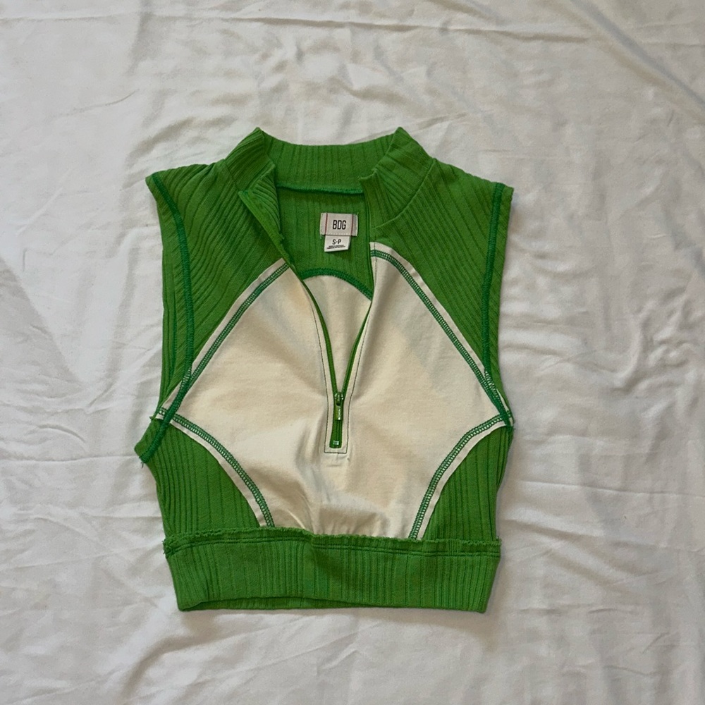 Urban Outfitters cropped green zip top